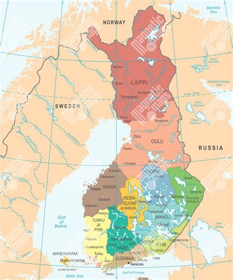 Mapa Fínska a Ruska s vyznačenými diplomatickými misiami