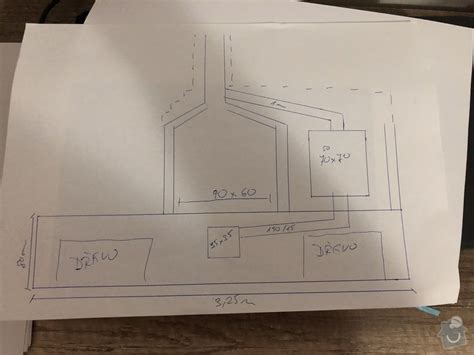 Nákres záhradného krbu s rozmermi