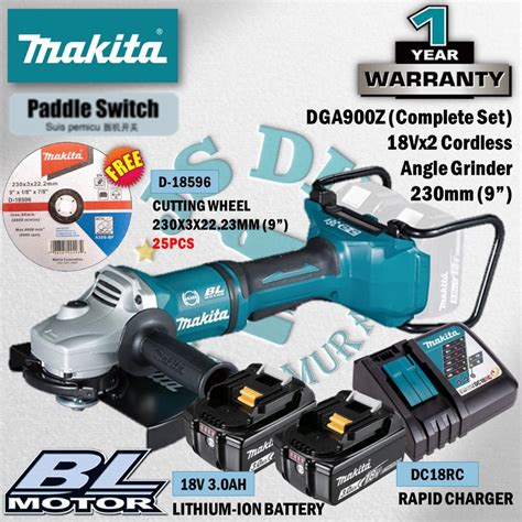 Detailný pohľad na uhlovú brúsku Makita DGA900Z s 230 mm kotúčom