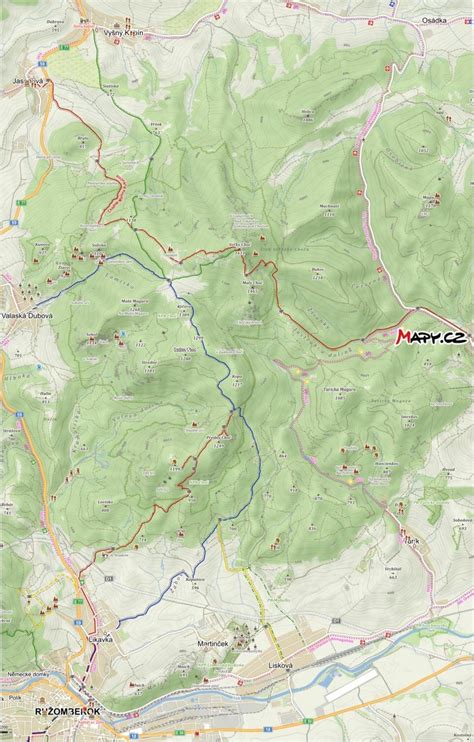 Mapa Vyšného Kubína a okolia